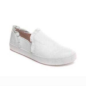 Kate Spade New York Women's Lillie White Leather Ruffle Slip On Casual Sneakers